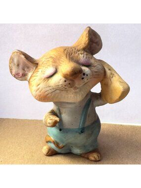 HOMCO Porcelain Vtg Mouse Figurine Cheese No. 5601 Hand-Painted 3.5 Inches